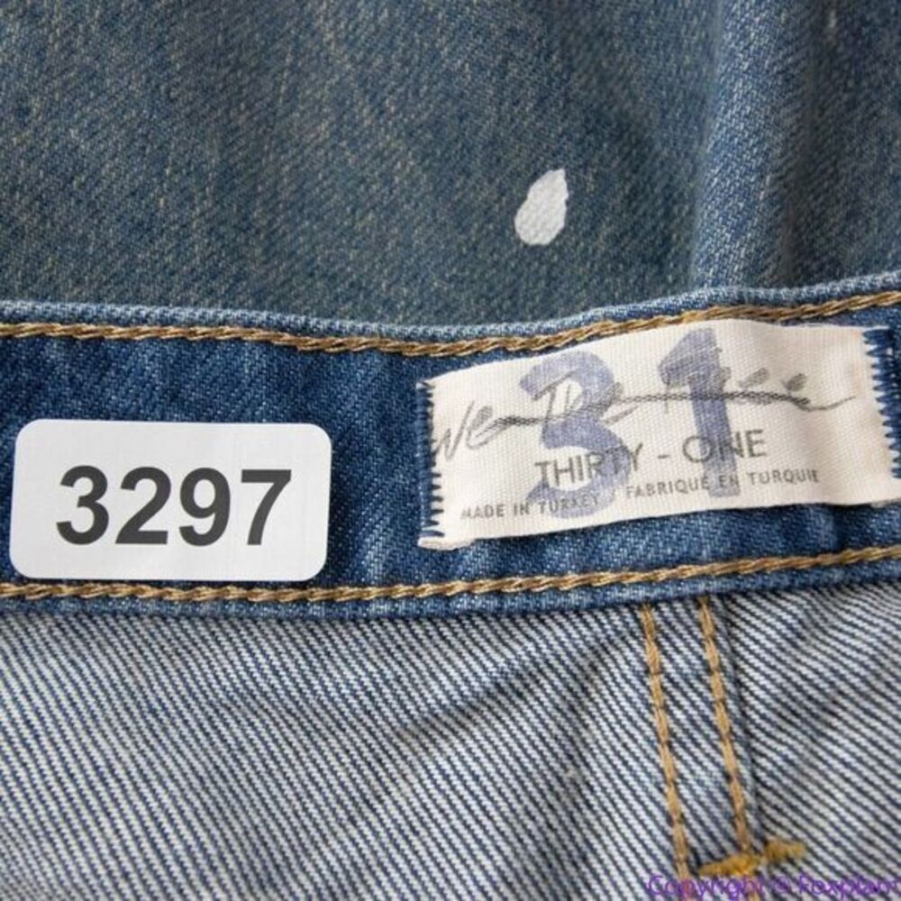 NEW Free People paint splatter raw hem cropped‎ Maggie straight jeans, 31 - Picture 15 of 16